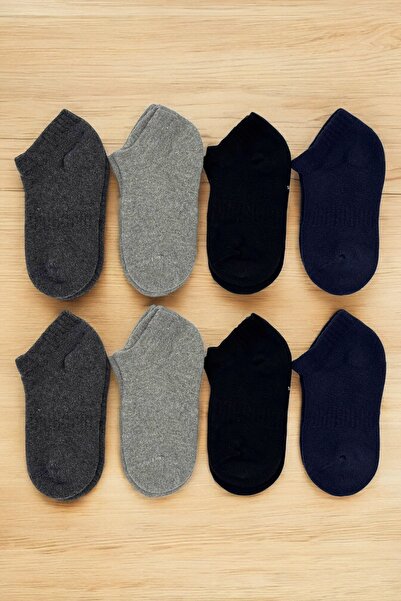 ZENGİN 8 Çift Dikişsiz Kışlık Kalın Havlu Çocuk Sneaker Çorap