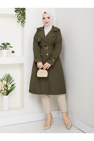 Pamuk Butik Γυναικεία καμπαρντίνα με διπλό γιακά με επένδυση και ζώνη