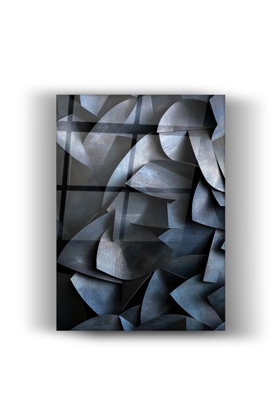 NeoWallArt Tablou – Design abstract geometric în albastru închis și negru – D...