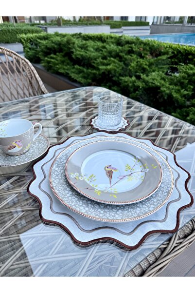 nebudeco Wavy Latte Nakışlı 6 Kişilik 12 Parça Amerikan Servis Seti