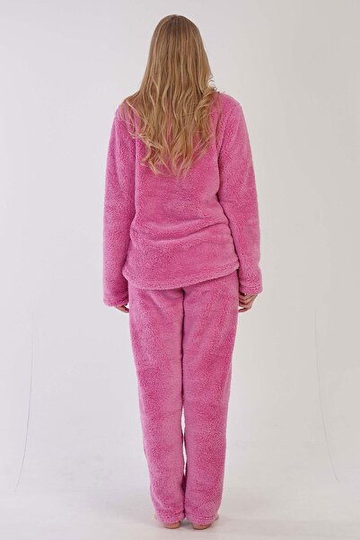 VİENETTA Kadın Pembe Renk Welsoft Kumaş Bisiklet Yaka Uzun Kollu Pijama Takımı C0T5N0603