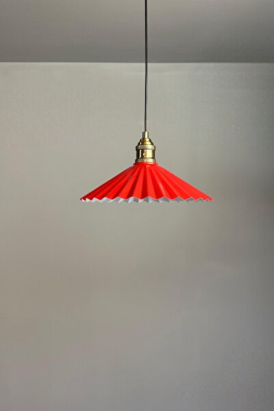 Bamyum Avilla Kırmızı Tekli Metal Avize Lale Başlık Rustik Cafe Mutfak Modern Sarkıt Aydınlatma