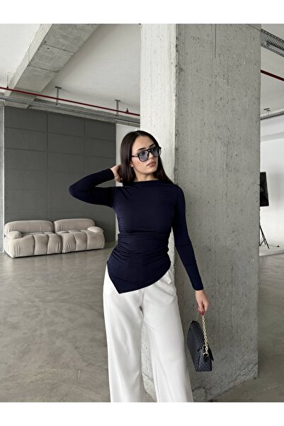 EYLANA BLUZĂ CU MÂNĂ LUNGĂ CU TĂIȚĂ ASIMETRICĂ