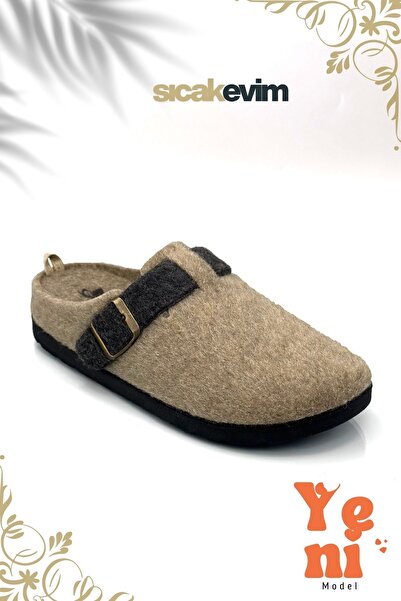 sermoda Kadın Kışlık Ev Terliği – Sıcak Tutan, Hafif ve Dayanıklı Şık Peluş Terlik Vizon Siyah