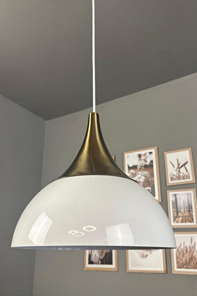 Bamyum Yimpi Beyaz Avize Tekli Sarkıt Eskitme Kubbe Başlık Salon Mutfak Kuaför Dekoratif Aydınlatma