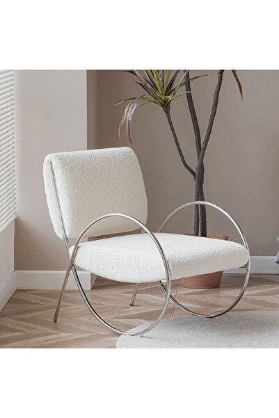 SCY Orvia Modern Tekli Berjer Rahat Sandalye Oturma Odası Bench Metal Detaylı Tekli Koltuk