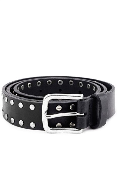 Rakerplus Genuine Leather Black Metal Detailed Girl's Belt