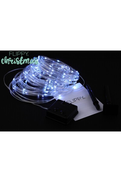 Flippy Solar LED Rope Light, 300 LEDs, 32 m, 8 Modes, Cool White
