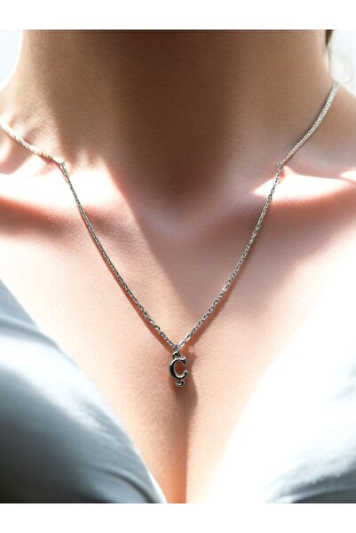 renery Ç Harfi 316l Paslanmaz Çelik Zincir Gümüş Kaplama Kolye Hediye Kalp Se...