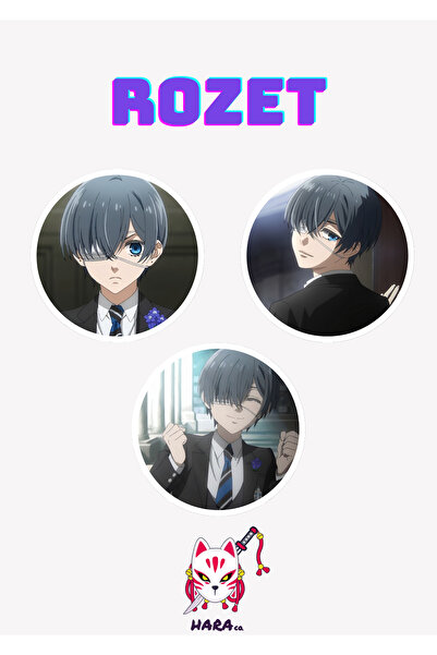 Hara Company Kara Kahya Animesi Ciel Phantomhive Anime Rozet Seti 3’lü