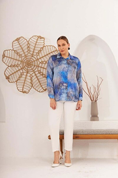 RMG Gamze Moda Plus Size Satin Shirt