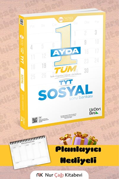 Üç Dört Beş Yayıncılık 1 Ayda Tüm TYT Sosyal Soru Bankası