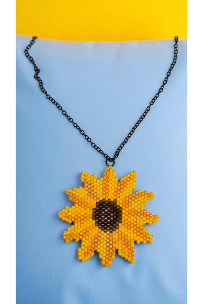 SEARD Miyuki Beads Handmade Sunflower Necklace