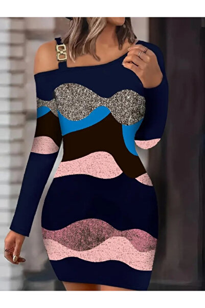 JANES Γυναικείο μακρυμάνικο κοντό φόρεμα κατάδυσης με αγκράφα με έναν ώμο