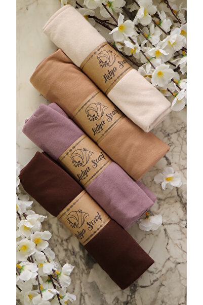 Lidya Şal 4'lü Yumuşak Dokulu Penye Şal Seti / Acı Kahve / İncir / Sütlü Kahv...