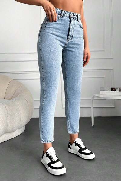 StreetWear Outlet Blugi de damă, croială scurtă, model mom-fit