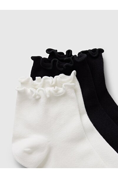 GAP Kadın Siyah 2'li Volanlı Kenar Detaylı Ankle Çorap