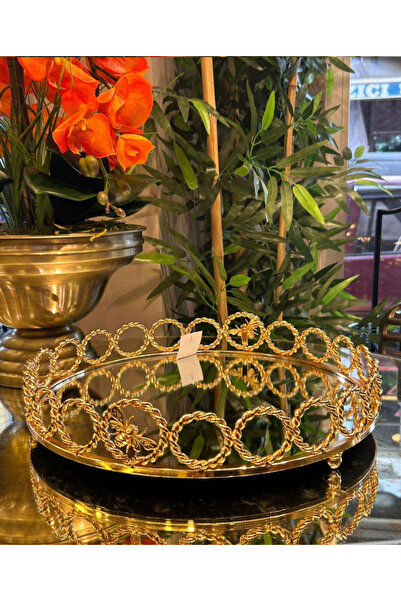 veraev Imported Tray 38 cm Round Mirrored