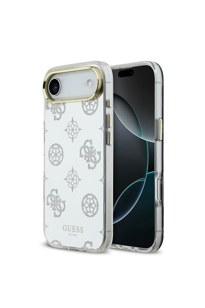 Guess iPhone 17 Air Uyumlu Kılıf Lisanslı Metal Kamera Çerçeveli Simli Peony ...