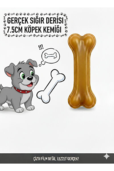 Tasma Market 8 Adet 7.5 cm Doğal Sığır Derisi Yavru ve Küçük Irk Köpek Diş Kaşıma Kemiği