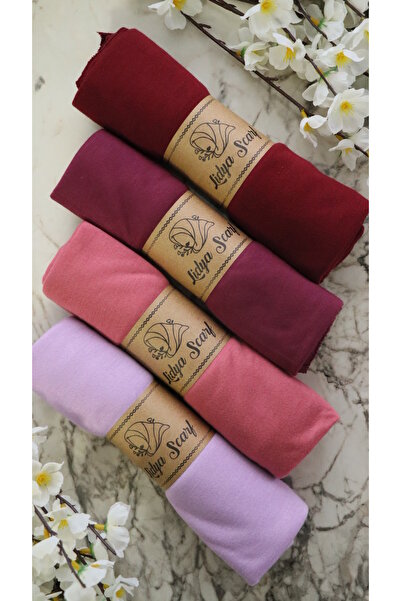 Lidya Şal 4'lü Yumuşak Dokulu Penye Şal Seti / Lila / Gül Kurusu / Vişne / Bordo