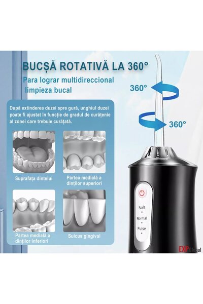 OEM Electric Oral Irrigator, EXPGlobal, 3 Pressure Levels, 8 Cleaning Tips, Wireless, IPX6, 220 ML Reser