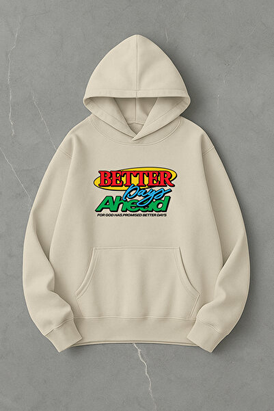 LORVEX Hanorac oversize unisex cu imprimeu Better Days Ahead tricou