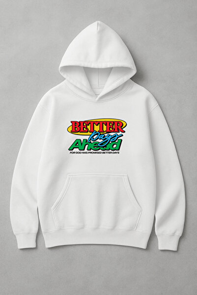 LORVEX سويت شيرت كبير الحجم مطبوع عليه Better Days Ahead للجنسين