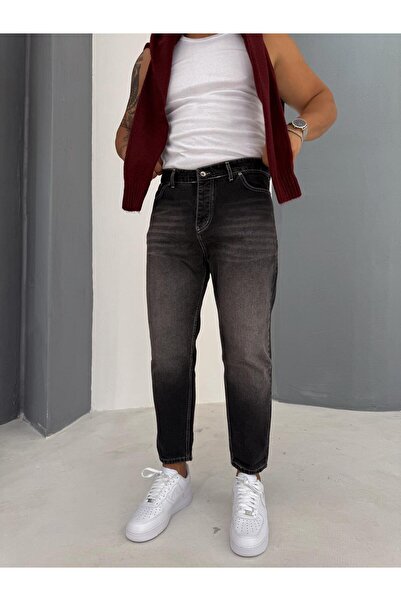 Baycombine35 White Stitch Detail Smoked Boyfriend Pants