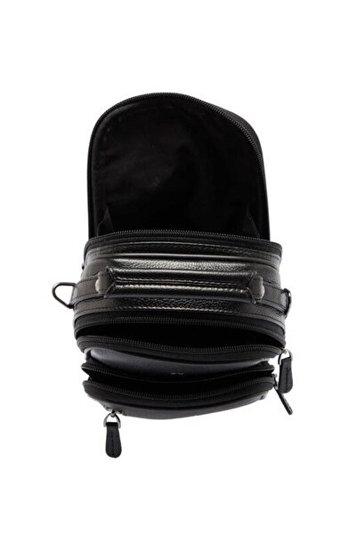 Tergan S1Pc0002192-A6F Leather Men's Portfolio Briefcase - Black