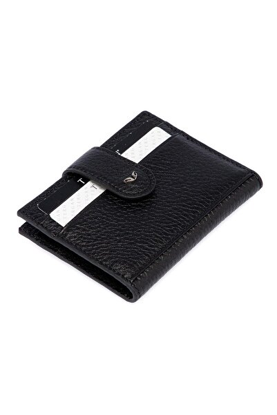 Tergan S1Ce00001617-A41 Leather Men's Credit Card Holder - Black
