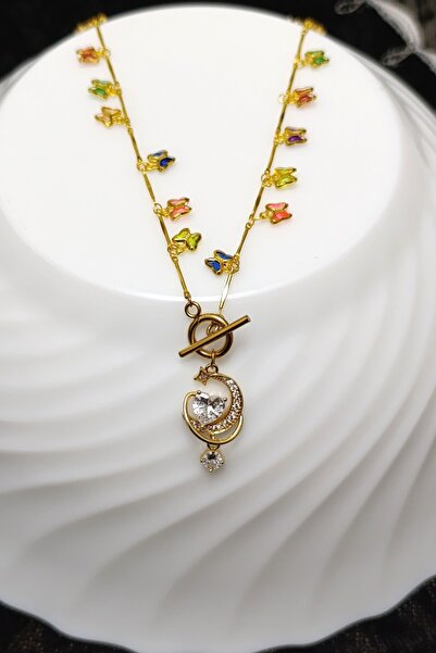 Angels And Wings قلادة أنيقة وراقية من الفولاذ المرصع بالأحجار من السلسلة الخاصة