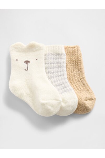 GAP Bebek Krem CashSoft Crew Çorap (3’lü)