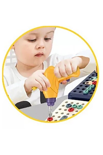 OEM Interactive Mosaic Work Table 5-in-1, 339 pieces, blue color, animal construction, toy drill include