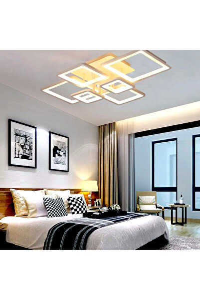 Alista Home Lustra LED cu telecomanda ELLA 124 W, 6 Patrate, lumina Rece/Calda/Neutra, Dimabila, Alb