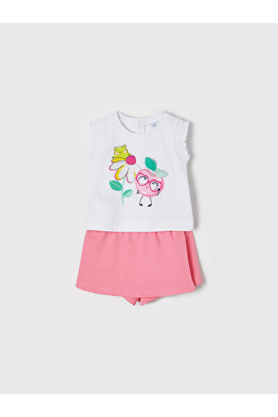 MAYORAL Σετ μπλουζάκι και αθλητικό σορτς για κορίτσια 1241 Λευκό, Ροζ