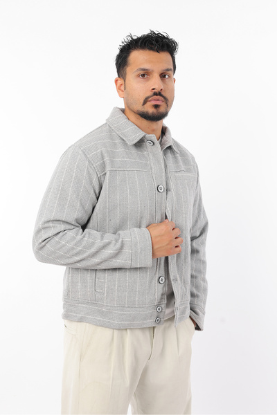 Rodrigo Чоловічий сезонний бомбер-куртка з підкладкою, на ґудзиках, у смужку