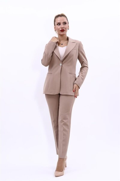 ÖNDER ÖZSOY Yakalı Klasik Ceket & Boru Paça Pantolon Takım-Taş