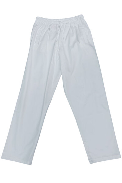 İrem Çocuk Giyim Erkek Çocuk /Kız Çocuk Beli Lastikli İp Bağlamalı Cepli Likrasız Beyaz Renk Pantolon