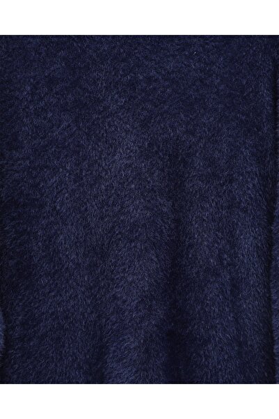 Modamorfo Bearded Long Loose Knitwear Tunic - Navy