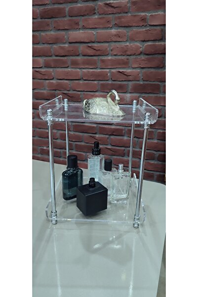 innossa pleksi dekorasyon Brass Plated 2 Tier Silver Organizer