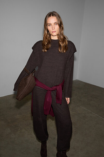 GRIMELANGE Lurelle Women's Soft and Flexible Fabric Padded Brown Blouse