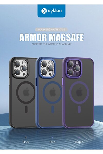 Xyklon جراب Magsafe غير لامع فاخر متوافق مع iPhone 14 Pro باللون الأرجواني مع...