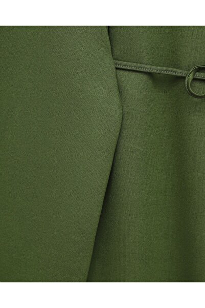 Modamorfo Round Neck Tie-Waist Combed Cotton Tunic - Khaki