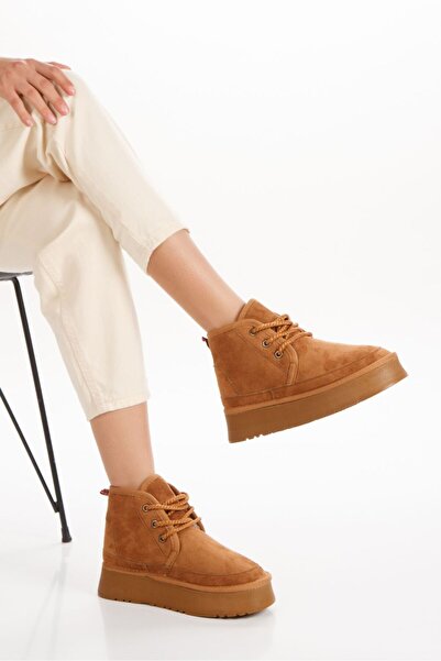 EPTC Kadın Taba Renk Kalın Taban Bağcıklı Günlük Bot