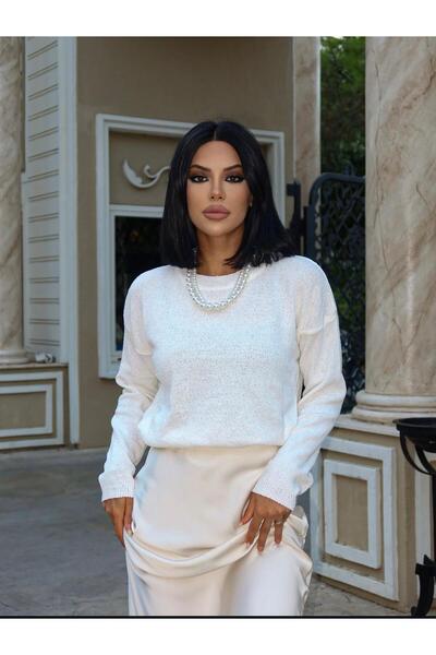 TRİNİTY سترة تريكو أساسية بيضاء للنساء