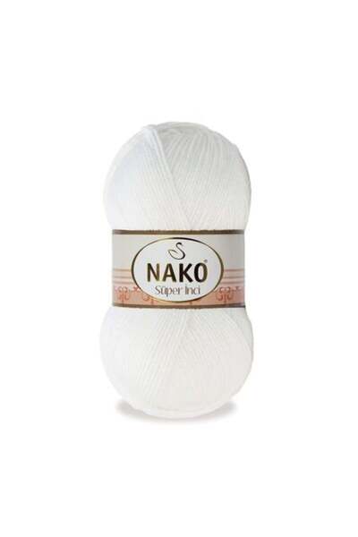 NAKO 5 bucăți Super Pearl Filă de tricotat manual 208 Alb