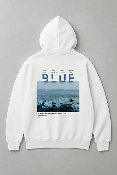 LORVEX Pulover supradimensionat cu imprimeu albastru tricou