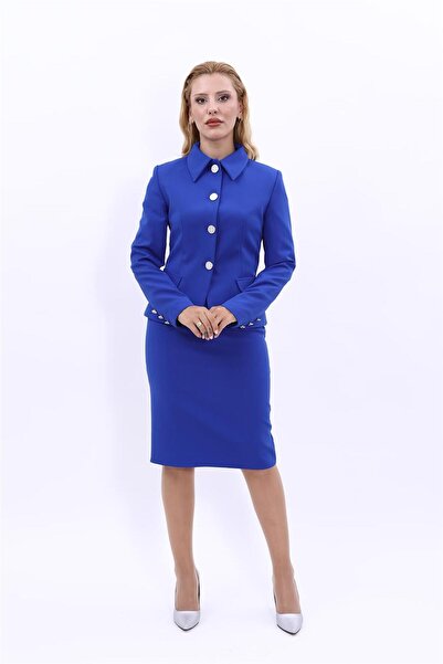 ÖNDER ÖZSOY Peplum Ceket & Kalem Etek Takım-Saks