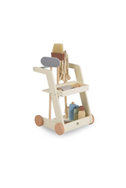 Moni Toys Cărucior de curățenie din lemn pentru copii de la 3 ani + – Set edu...